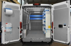 01_A 2022 Opel Movano with cleaning accessories on the rear doors