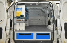 A Bipper racking system with underfloor drawers