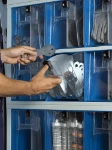 A transparent tilting container