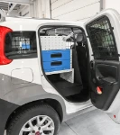 The compartment and drawers accessible from the Fiat Panda’s right rear door