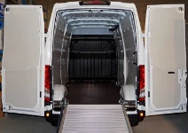 The interior of the Daily with the ramp folded down