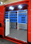 The right and left side racking seen through the side door