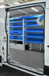 The Transit’s racking seen through the side door